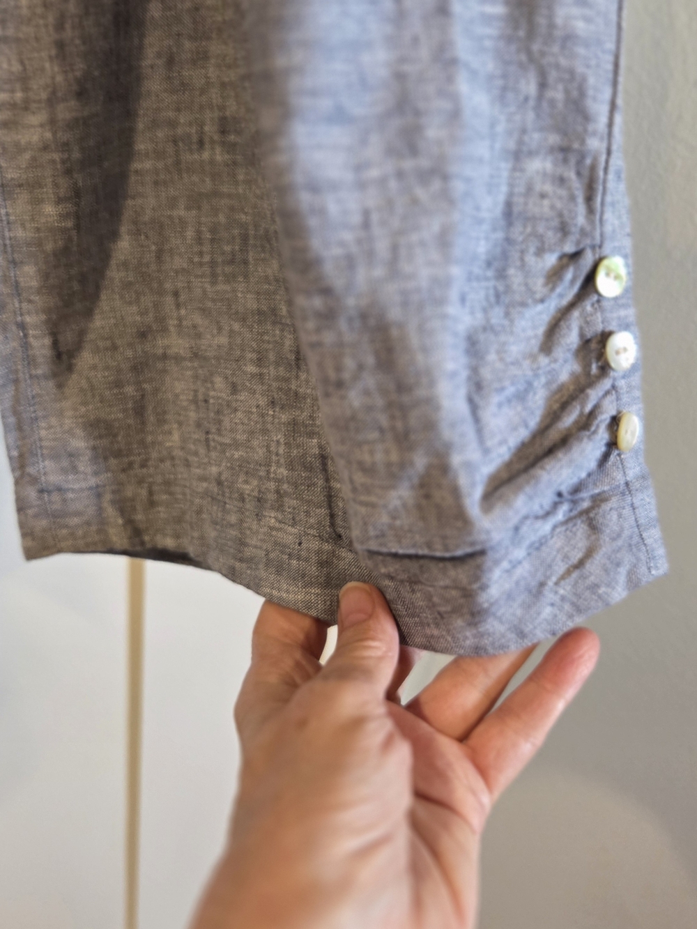 # Habitat Light Greyish Blue Floral Linen-blend Button-front Top & Pants Set - Picture 9 of 16